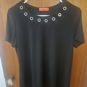 Scarlett Black Short Sleeve Top with Embellishments